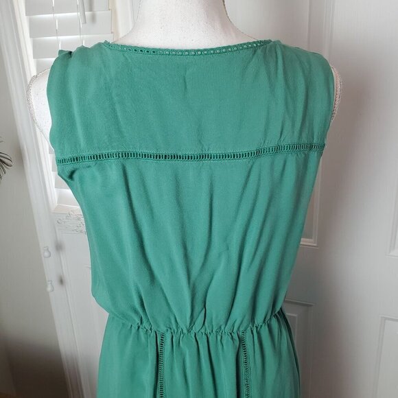 Matilda Jane Maxi Dress Womens Small Green Sleeveless Rayon Comfy Long Crochet - Picture 8 of 16